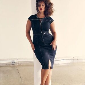 Marina Rinaldi Ashley Graham Denim Dress With Stretch.US Size 16. NWT. MSRP $495